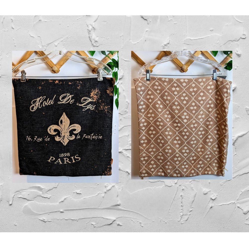 MCGEE & CO  + LINKWELL FRENCH THEMED THROW PILLOW LOT OF TWO.